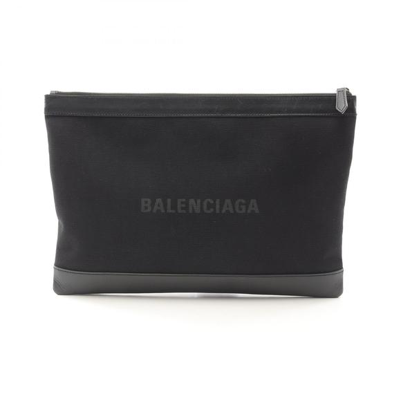 BALENCIAGA Navy Blue Clip clutch bag Leather black - Picture 1 of 7